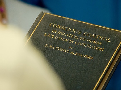 Close-up of F.M. Alexander's own book, Conscious Control in Relation to Human Evolution in Civilization